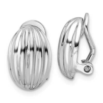 Striped Oval Non-Pierced Earrings Sterling Silver Rhodium-Plated QE16925, MPN: QE16925,