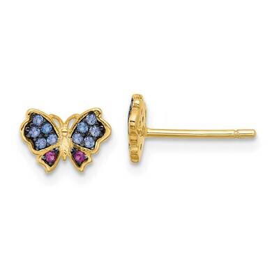 Gold-Tone Black Rhod Blue Nano Crystal .04 Cr. Ruby Butterfly Earrings Sterling Silver QE17659, MPN…