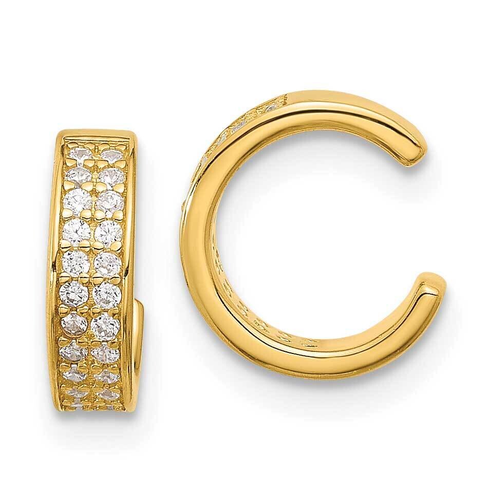 Gold-Tone Polished Two Row CZ Pair Of 2 Cuff Earrings Sterling Silver QE17095GP, MPN: QE17095GP,