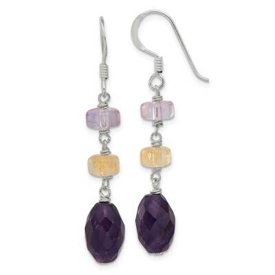 Faceted Amethyst Ametrine Dangle Earrings Sterling Silver Polished QE17288, MPN: QE17288,