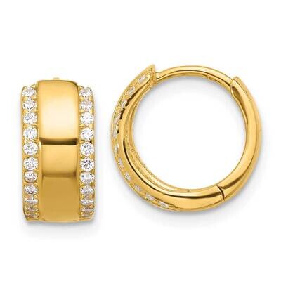 Gold-Tone CZ Edged 6.25mm Hinged Hoop Earrings Sterling Silver QE17200GP, MPN: QE17200GP,