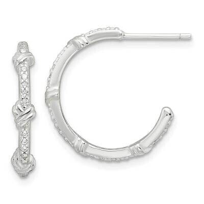 E-Coating Polished CZ Knot C-Hoop Earrings Sterling Silver QE16986, MPN: QE16986,