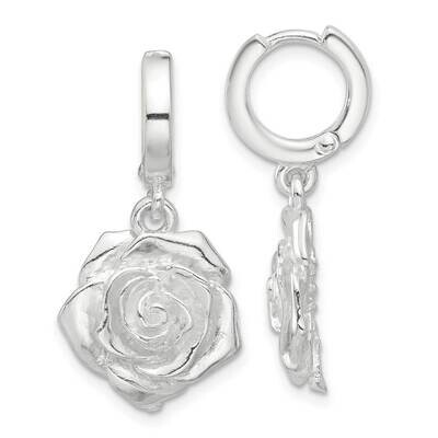Rose Dangle Hinged Hoop Earrings Sterling Silver QE17630, MPN: QE17630,