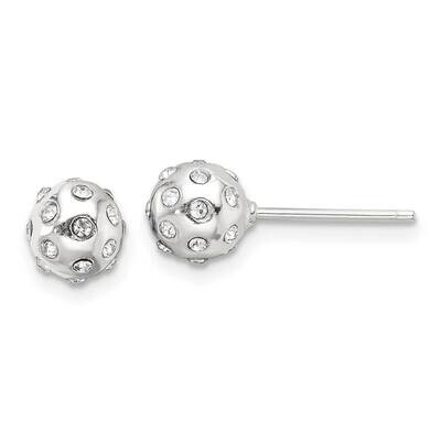 CZ 6.5mm Ball Stud Earrings Sterling Silver Polished QE17025, MPN: QE17025,