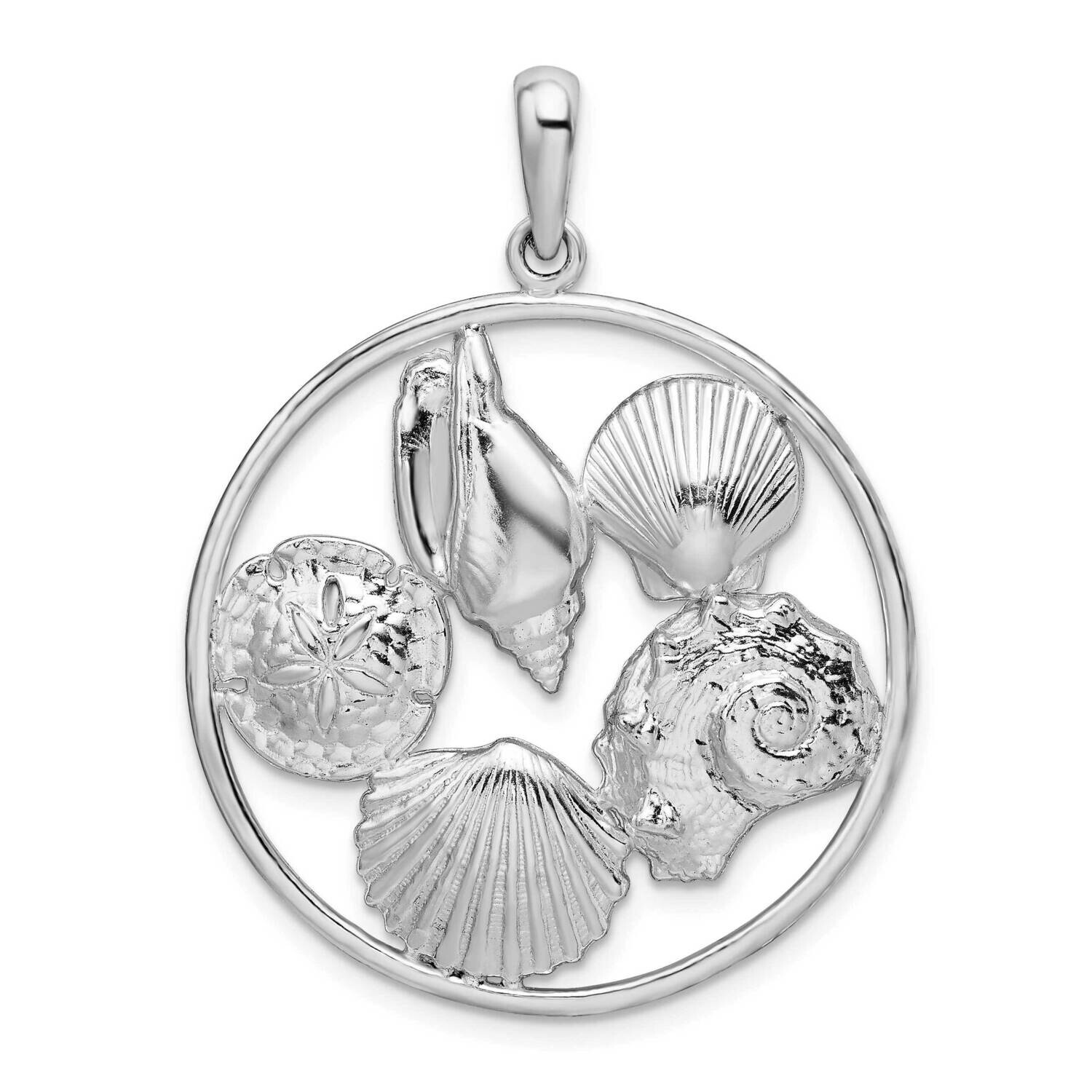 Shells In Circle Pendant Sterling Silver Polished QC9917, MPN: QC9917, 637218148356