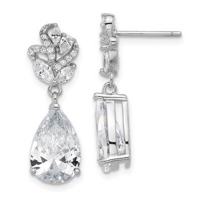 Cheryl M Fancy Marquise-Cut &amp; Brilliant-Cut Pear CZ Post Dangle Earrings Sterling Silver Rhodium-Pl…