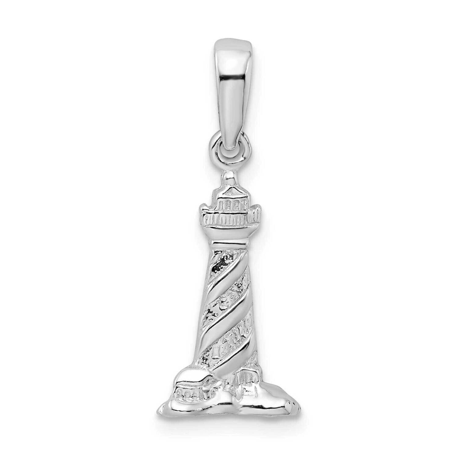 3D Cape Hatteras Lighthouse Pendant Sterling Silver Polished QC9881