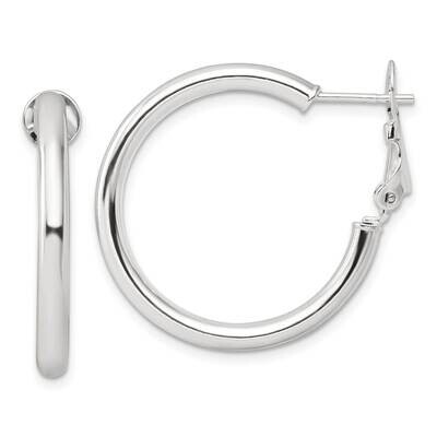 3.25mm Omega Back Round Hoop Earrings Sterling Silver Polished QE16950, MPN: QE16950,