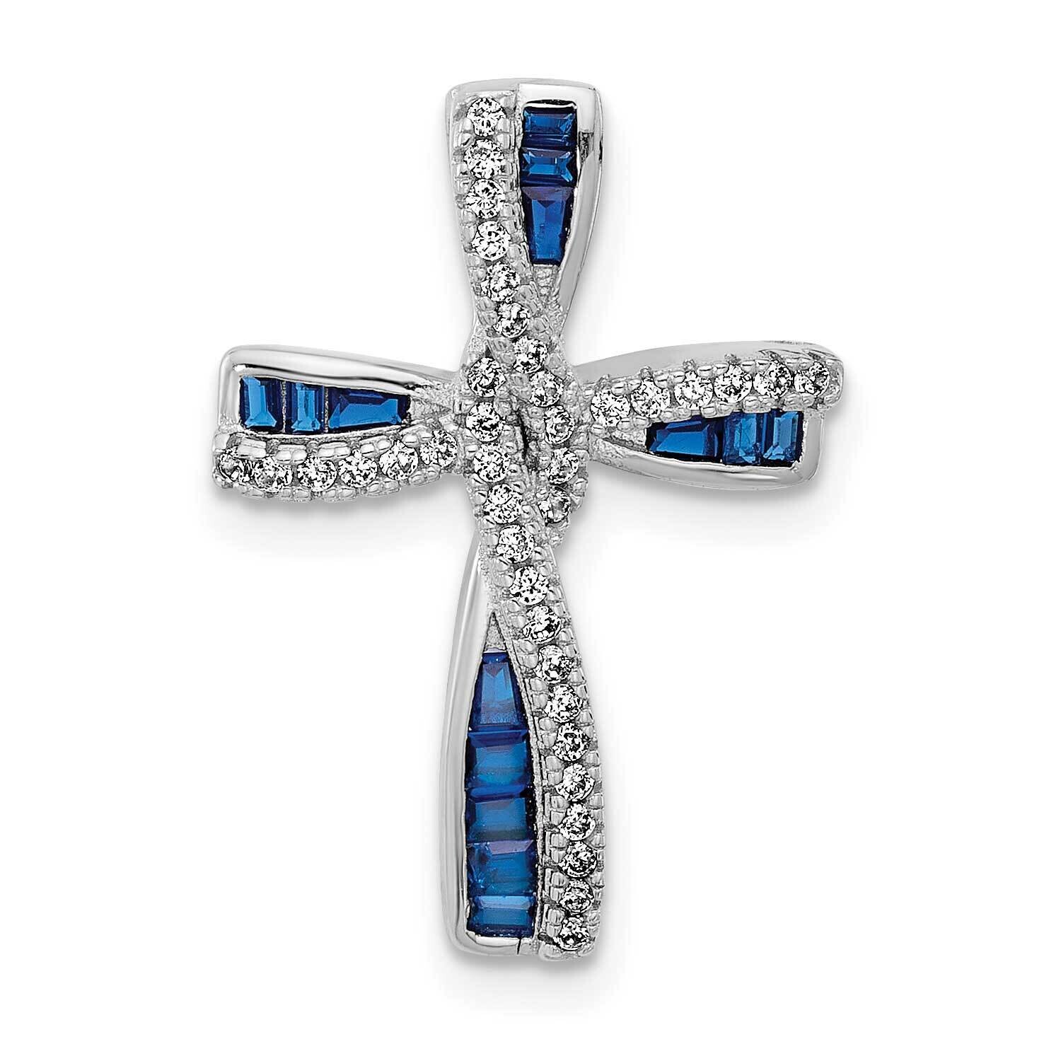 Flash Platinum-Plated Synthetic Blue Spinel CZ CroCharm Sterling Silver QC11432 by Men&#39;s Jewelry an…