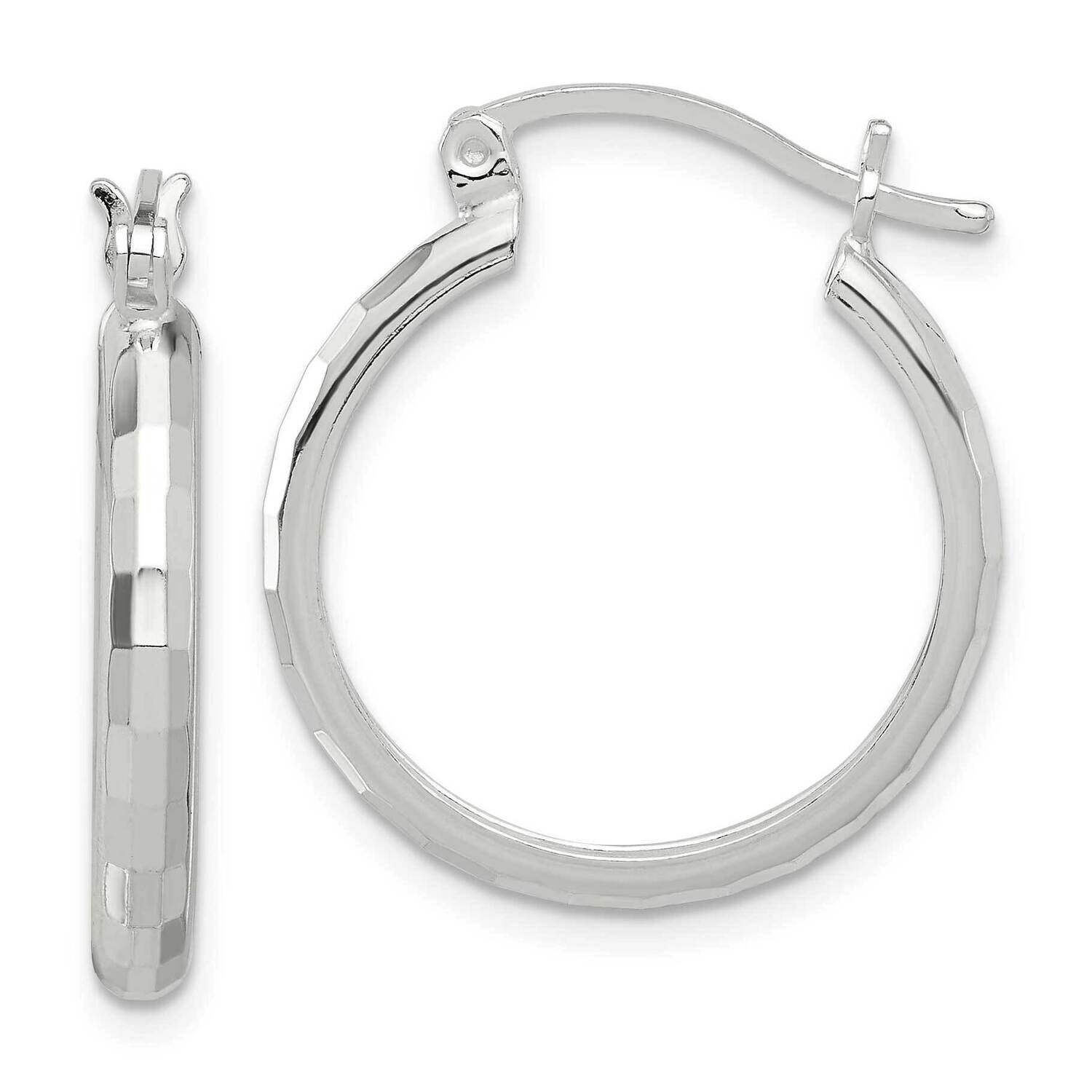 Textured Hoop Earrings Sterling Silver Polished QE16780, MPN: QE16780,
