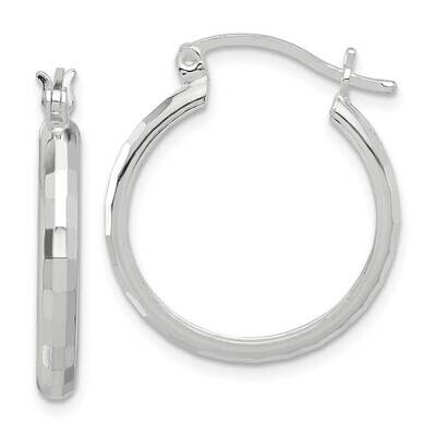 Textured Hoop Earrings Sterling Silver Polished QE16780, MPN: QE16780,