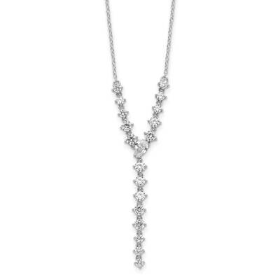 Cheryl M Fancy Brilliant-Cut Round &amp; Pear CZ Y-Drop 16 Inch Necklace Sterling Silver Rhodium-Plated…