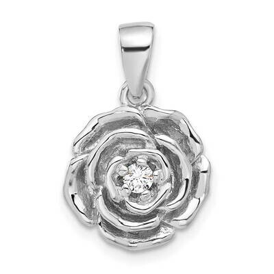 CZ Flower Pendant Sterling Silver Rhodium-Plated QC11314, MPN: QC11314,