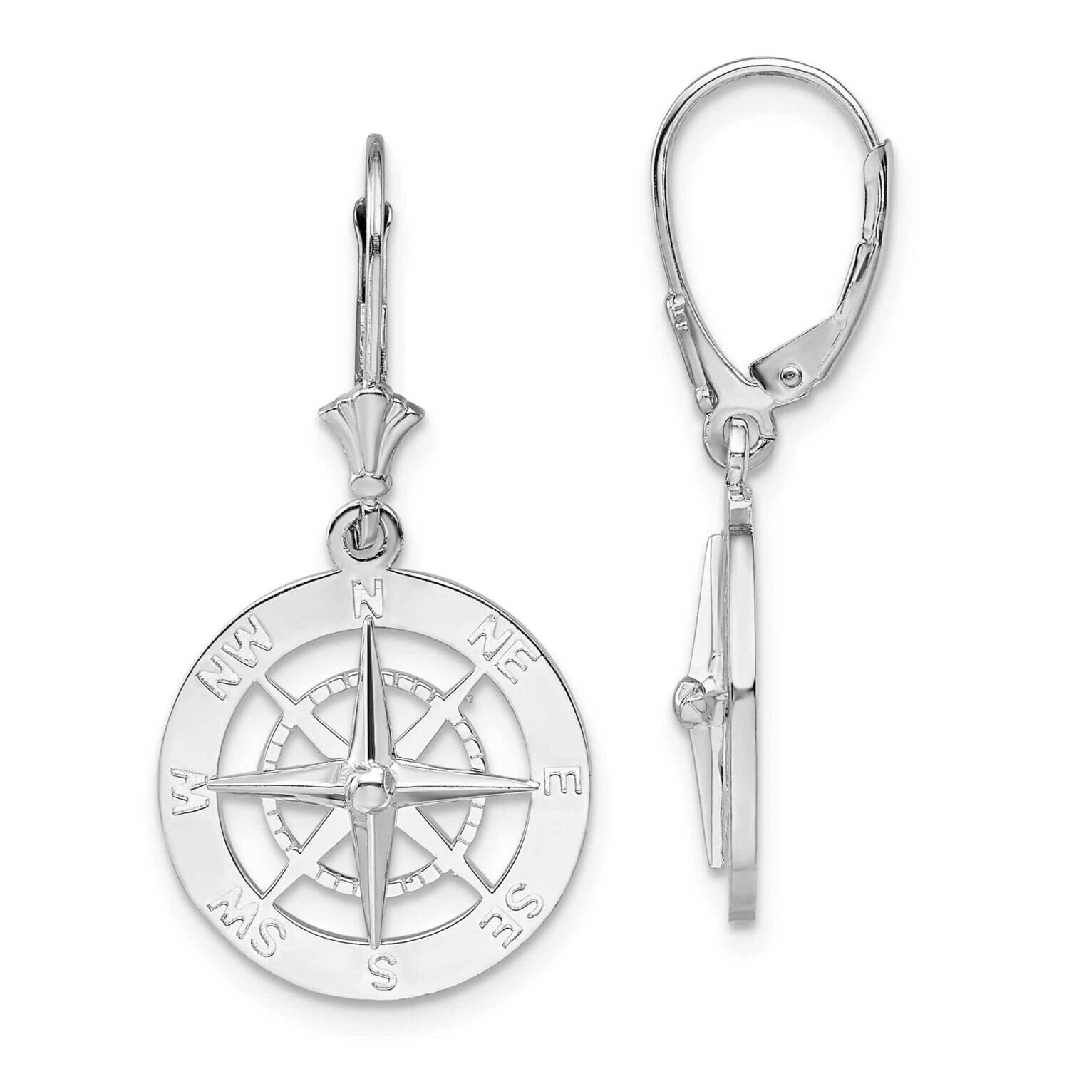 Compass Leverback Earrings Sterling Silver Polished QE15535