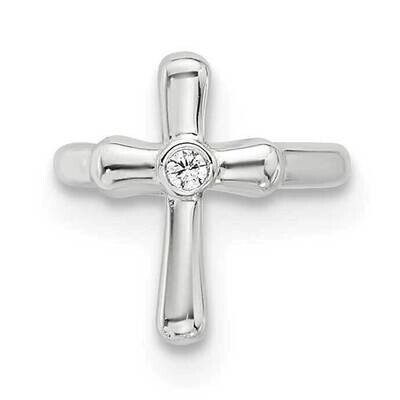 E-Coated Polished CZ Cross Single Cuff Earring Sterling Silver QE17083, MPN: QE17083,
