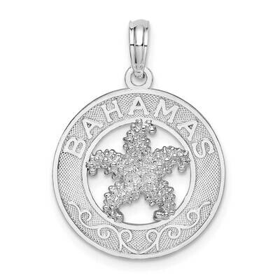 Textured Bahamas Circle Starfish Pendant Sterling Silver QC9997, MPN: QC9997, 637218154739