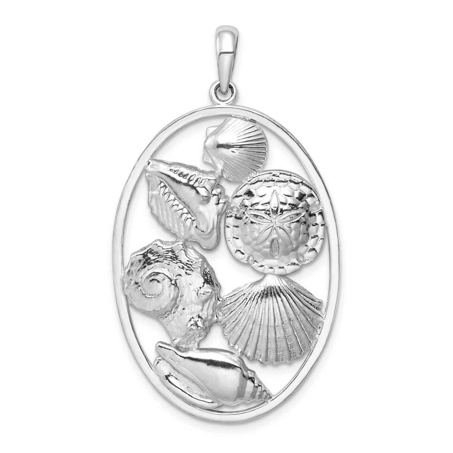 Shells Oval Pendant Sterling Silver Polished QC9818, MPN: QC9818, 637218145881