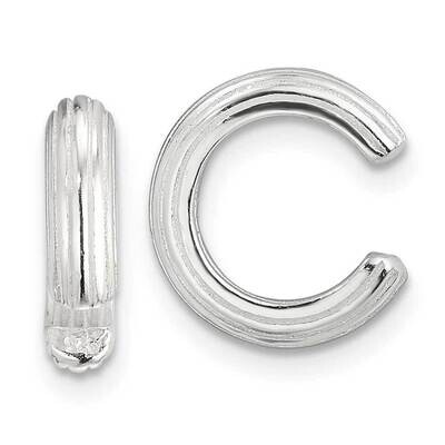 E-Coating Polished &amp; Striped Pair Of 2 Cuff Earrings Sterling Silver QE17097, MPN: QE17097,
