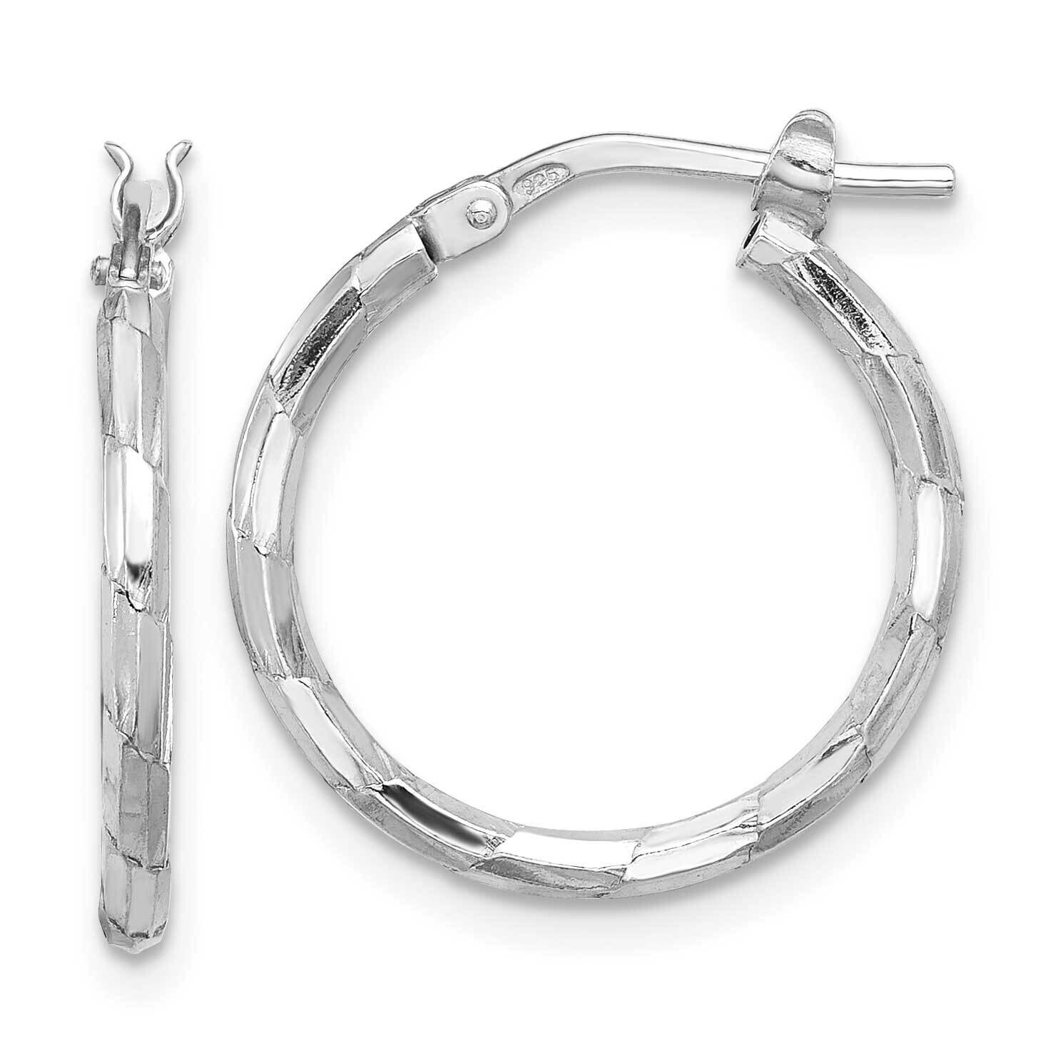 Polished Textured 1.60mm Hoop Earrings Sterling Silver Rhodium-Plated QE16788, MPN: QE16788,