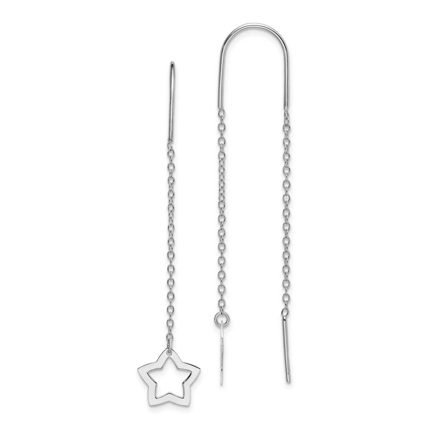 Star Dangle Threader Earrings Sterling Silver Rhodium-Plated QE14480, MPN: QE14480, 191101921957
