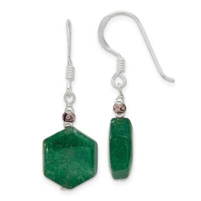 Aventurine Dangle Shepherd Hook Earrings Sterling Silver QE16700, MPN: QE16700,