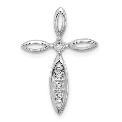 Polished CZ Pointed Cross Chain Slide Sterling Silver Rhodium-Plated QC11439, MPN: QC11439,