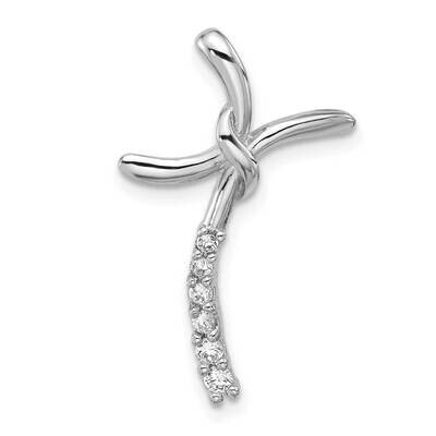 Polished CZ Fancy Cross Chain Slide Sterling Silver Rhodium-Plated QC11401, MPN: QC11401,