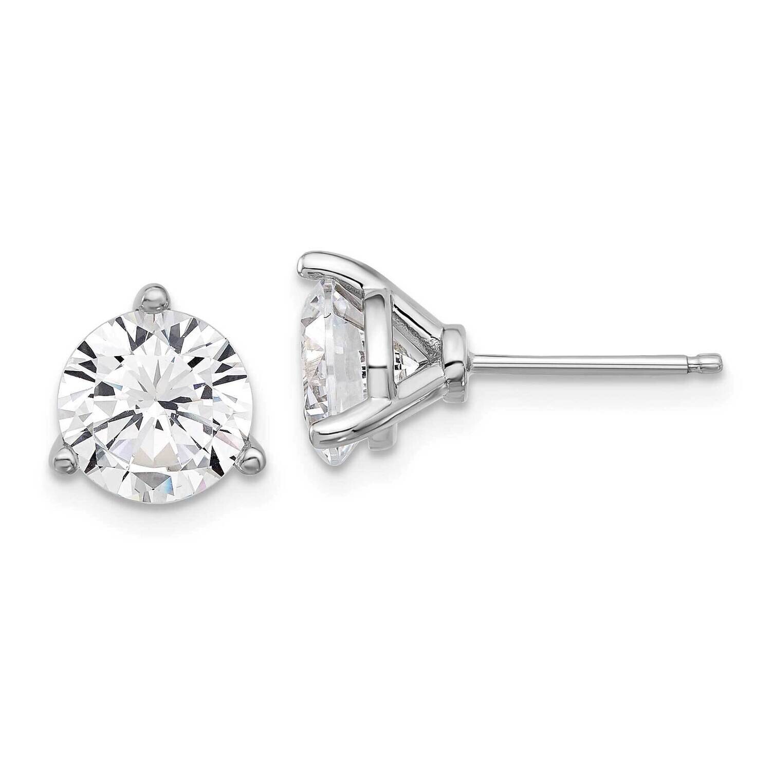 Cheryl M Brilliant-Cut 8mm CZ Stud Post Earrings Sterling Silver Rhodium-Plated QCM1576, MPN: QCM15…