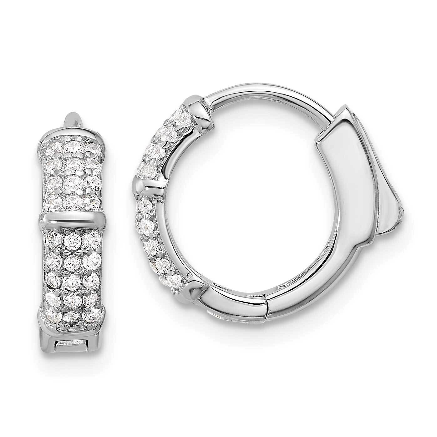 4mm CZ Hinged Huggie Hoop Earrings Sterling Silver Rhodium-Plated QE17203, MPN: QE17203,