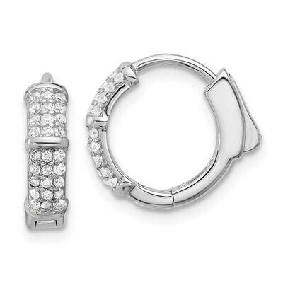 4mm CZ Hinged Huggie Hoop Earrings Sterling Silver Rhodium-Plated QE17203, MPN: QE17203,