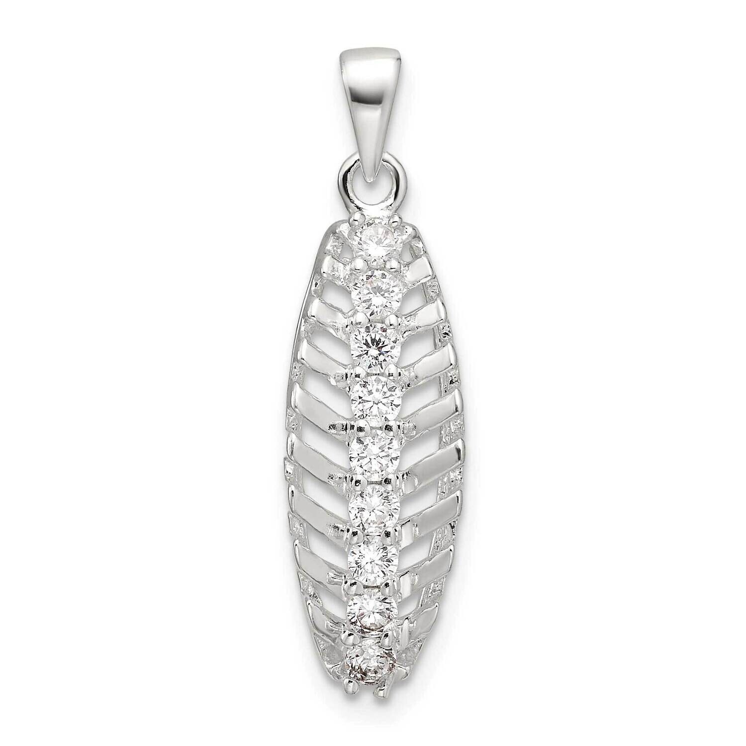 CZ Leaf Chain Slide Sterling Silver Polished QC11336, MPN: QC11336,