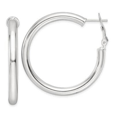 40X4mm Omega Back Round Hoop Earrings Sterling Silver Polished QE16956, MPN: QE16956,
