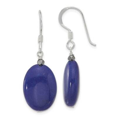 Blue Quartz Hematite Shepherd Hook Earrings Sterling Silver QE16676, MPN: QE16676,