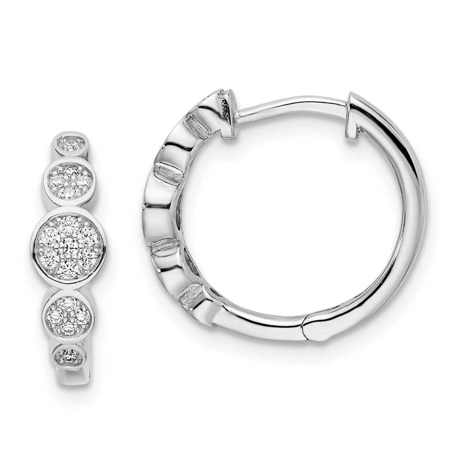 Sterling Shimmer 34 Stone CZ Pavc Fancy Hinged Hoop Earrings Sterling Silver Rhodium-Plated QE15621