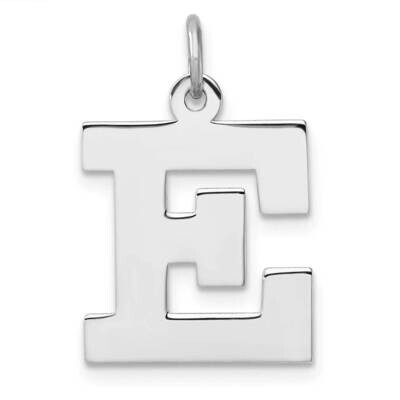 Large Block Letter E Initial Charm Sterling Silver Rhodium-Plated QC11255E, MPN: QC11255E,