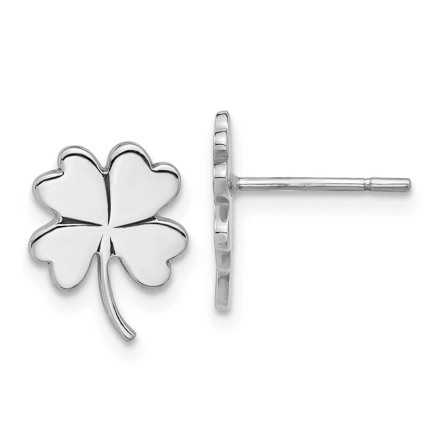 Polished Clover Post Earrings Sterling Silver Rhodium-Plated QE17602, MPN: QE17602,