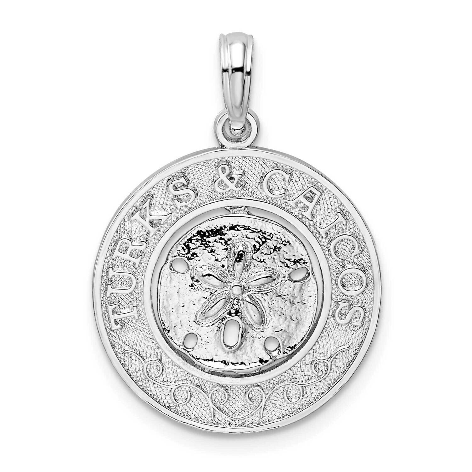 Textured Turks Caicos SDollar Pendant Sterling Silver QC9887, MPN: QC9887, 637218146994