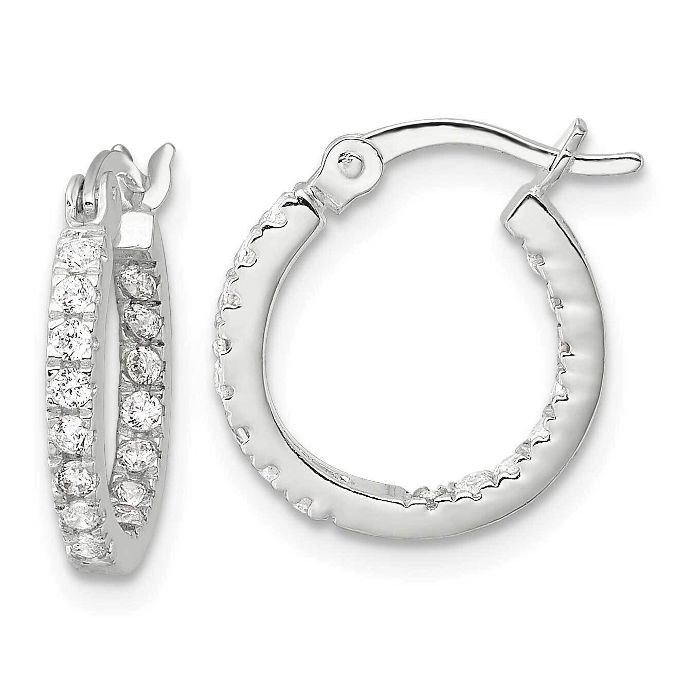 CZ In Out Round Hoop Earrings Sterling Silver Polished QE17194, MPN: QE17194,
