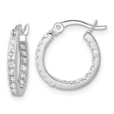CZ In Out Round Hoop Earrings Sterling Silver Polished QE17194, MPN: QE17194,