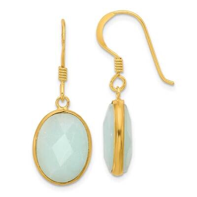Gold-Plated Polished Oval Amazonite Dangle Earrings Sterling Silver QE17346, MPN: QE17346,
