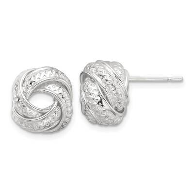 Textured Love Knot Post Earrings Sterling Silver Polished QE17476, MPN: QE17476,