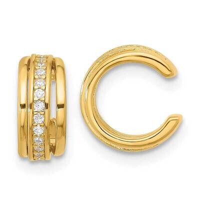 Gold-Plated Polished CZ Pair Of 2 Cuff Earrings Sterling Silver QE17096GP, MPN: QE17096GP,