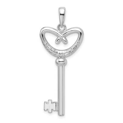 Polish 3D Key To My Heart Pretzel Top Key Pendant Sterling Silver QC9898, MPN: QC9898, 637218147199