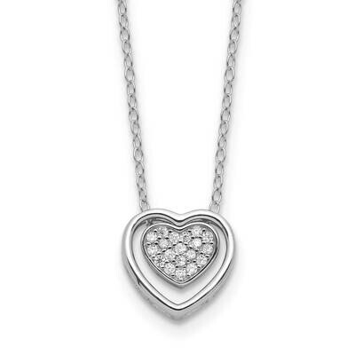 Cheryl M Brilliant-Cut CZ Double Heart 18 Inch Necklace Sterling Silver Rhodium-Plated QCM1647-18, …