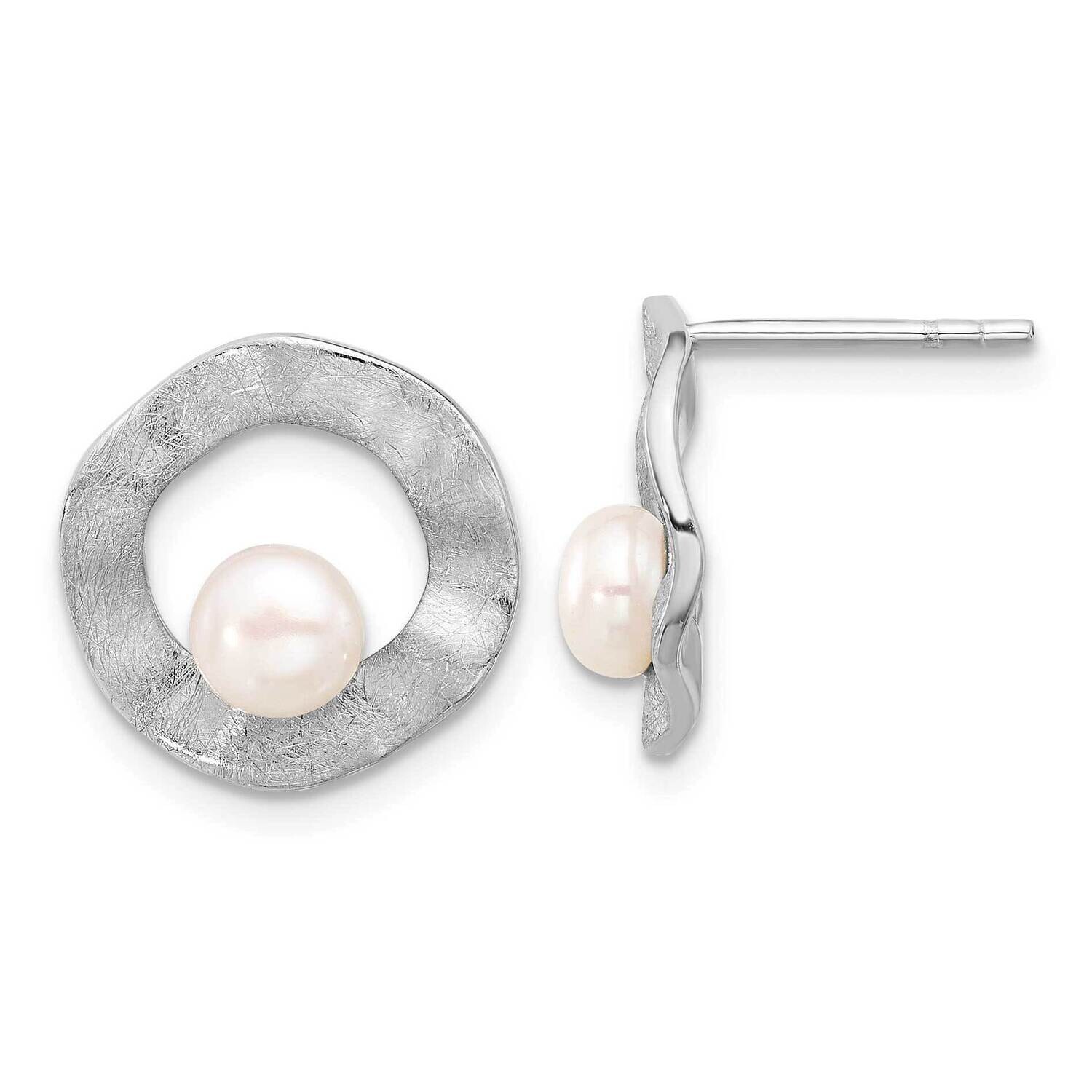 Fwc Pearl Scratch Finish Post Earrings Sterling Silver Rhodium-Plated QE16755, MPN: QE16755,