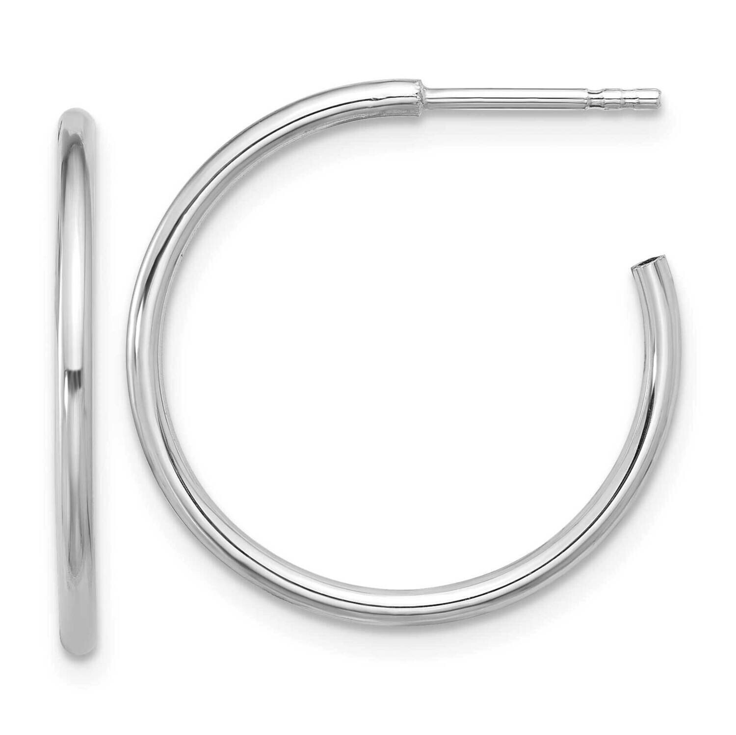 Polished Hollow Tube C-Hoop Earrings Sterling Silver Rhodium-Plated QE16984, MPN: QE16984,