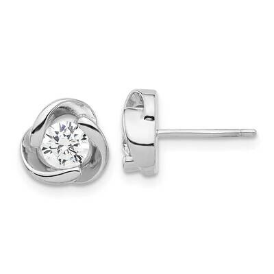 CZ Love Knot Post Earrings Sterling Silver Rhodium-Plated QE17478, MPN: QE17478,