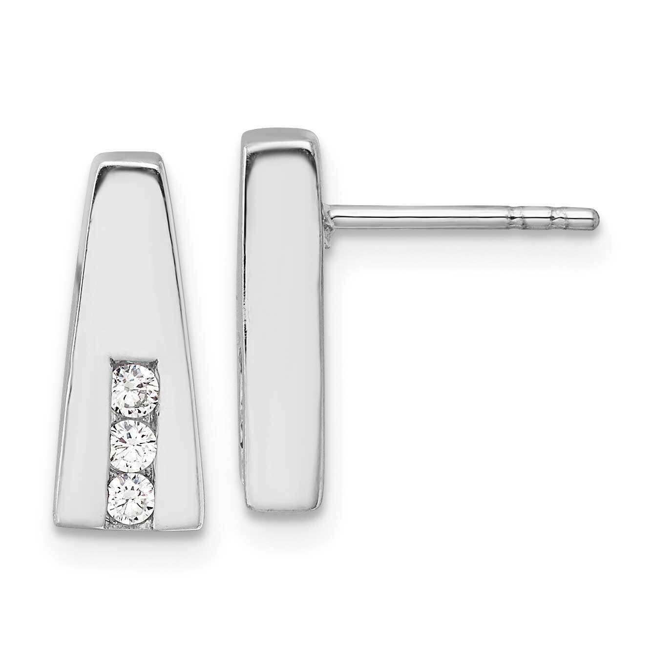 Polished CZ Post Earrings Sterling Silver Rhodium-Plated QE17147, MPN: QE17147,