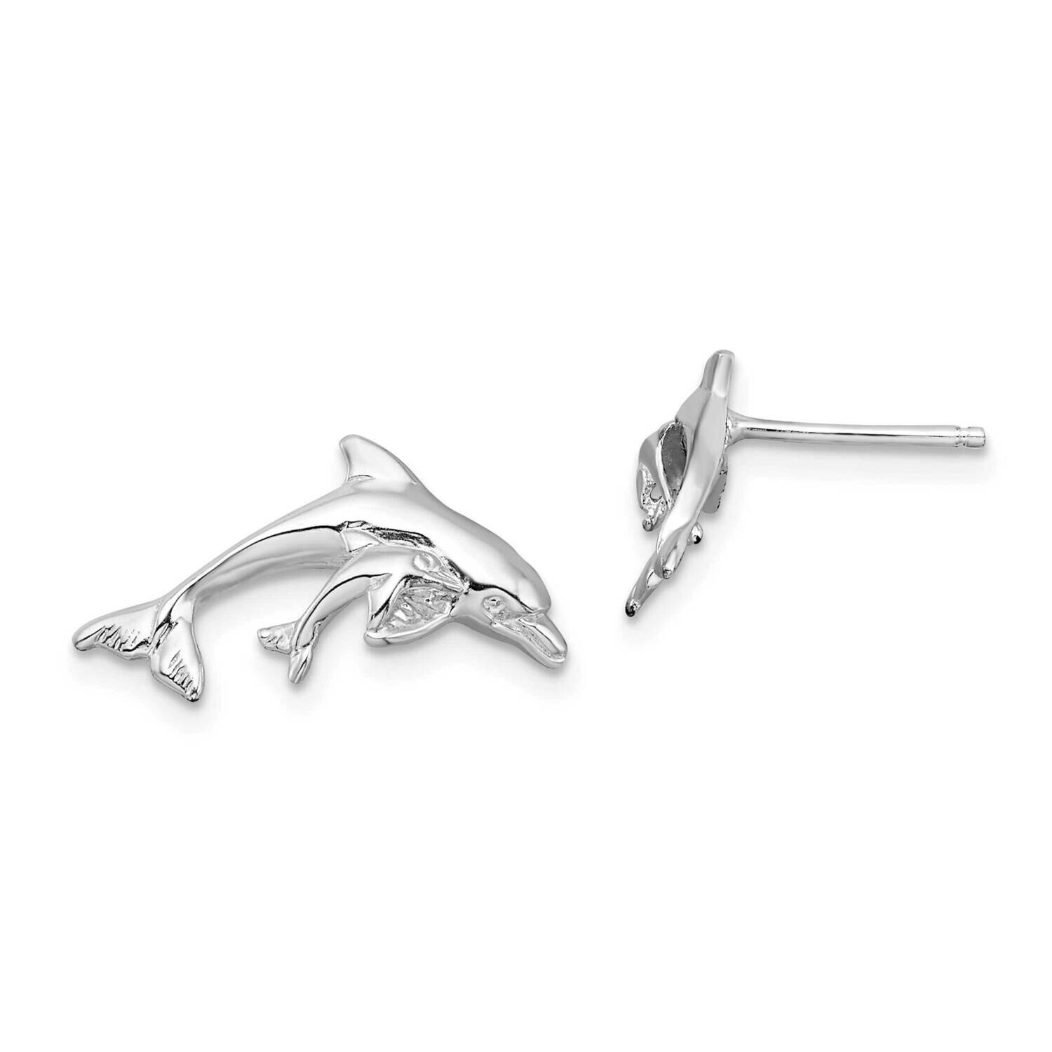 Dolphin Baby Post Earrings Sterling Silver Polished QE15472, MPN: QE15472, 637218153909