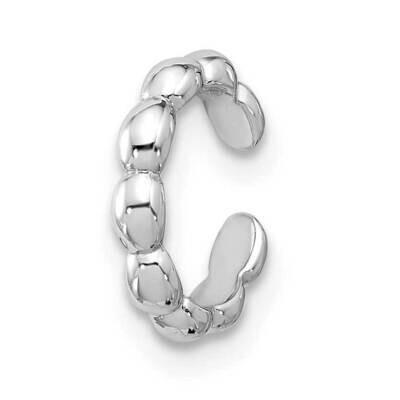 Polished Beaded Single Cuff Earring Sterling Silver Rhodium-Plated QE17082, MPN: QE17082,
